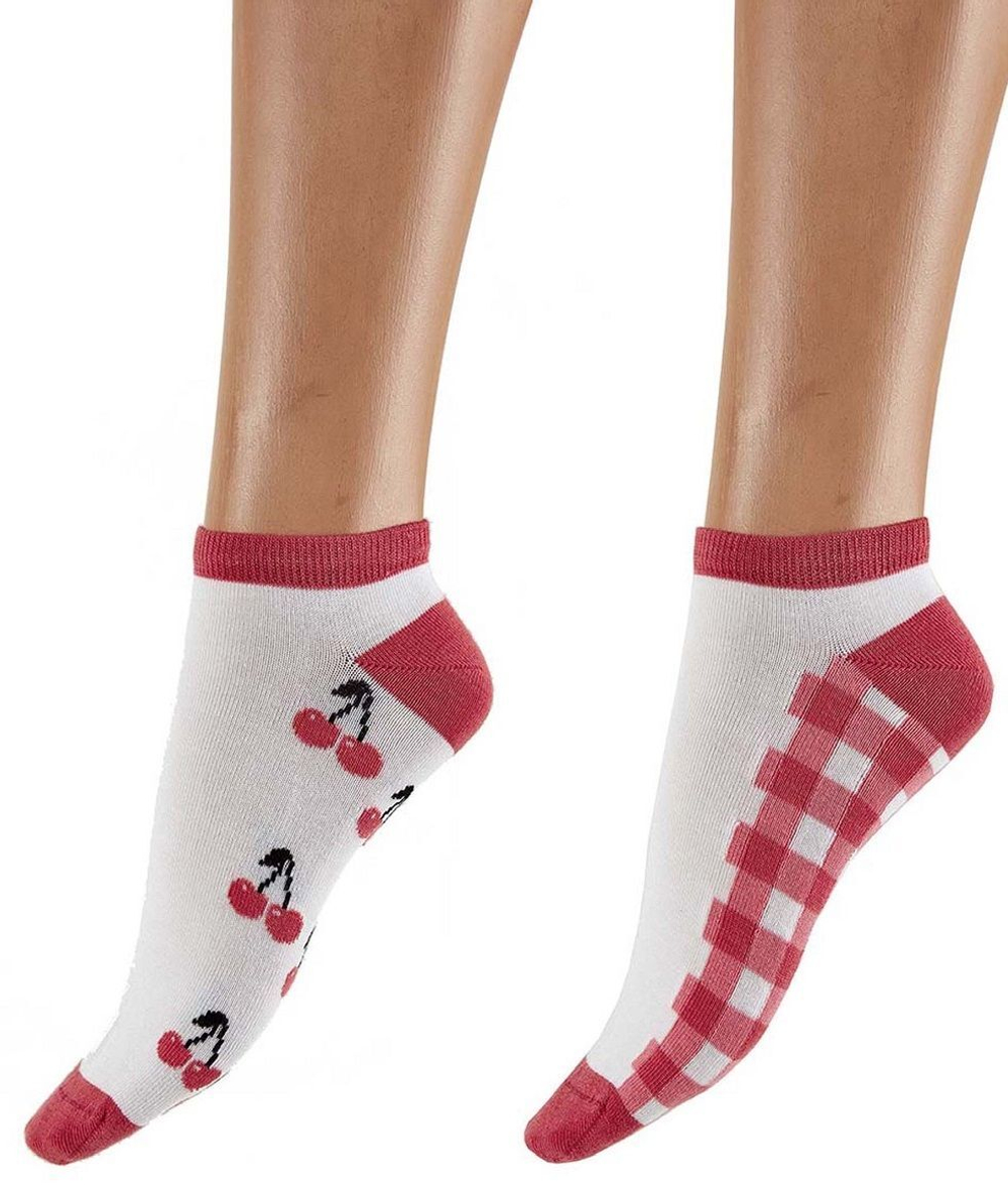 Набор из 2 пар носков Bamboo Socks - с вишенками и в клетку (Размер: S-M-L) (Цвет: разноцветный)