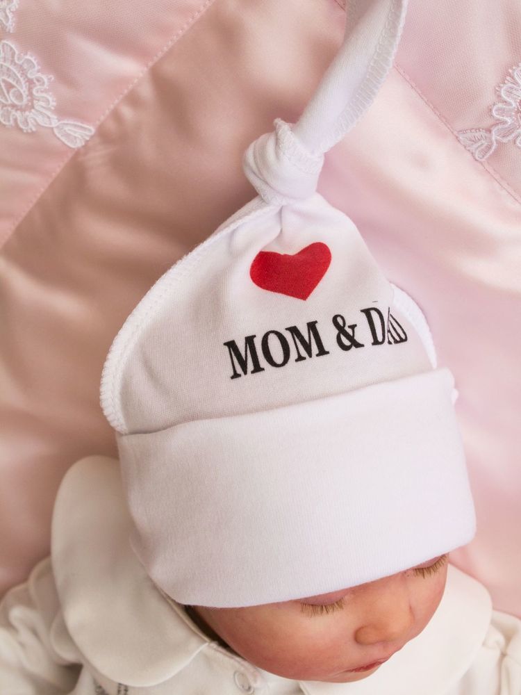 Шапочка с принтом "I Love Mom and Dad"