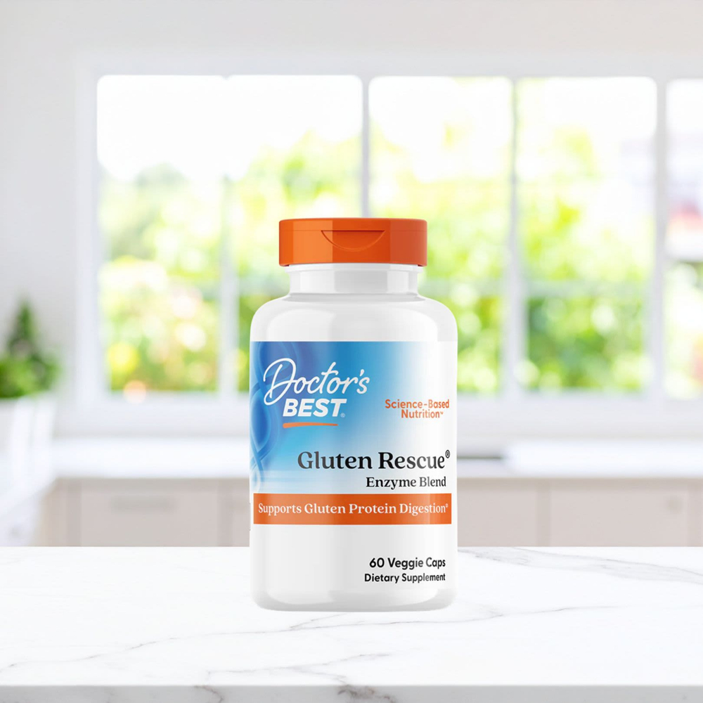 Doctor's Best, Gluten Rescue®, смесь ферментов для переваривания глютена, 60 растительных капсул