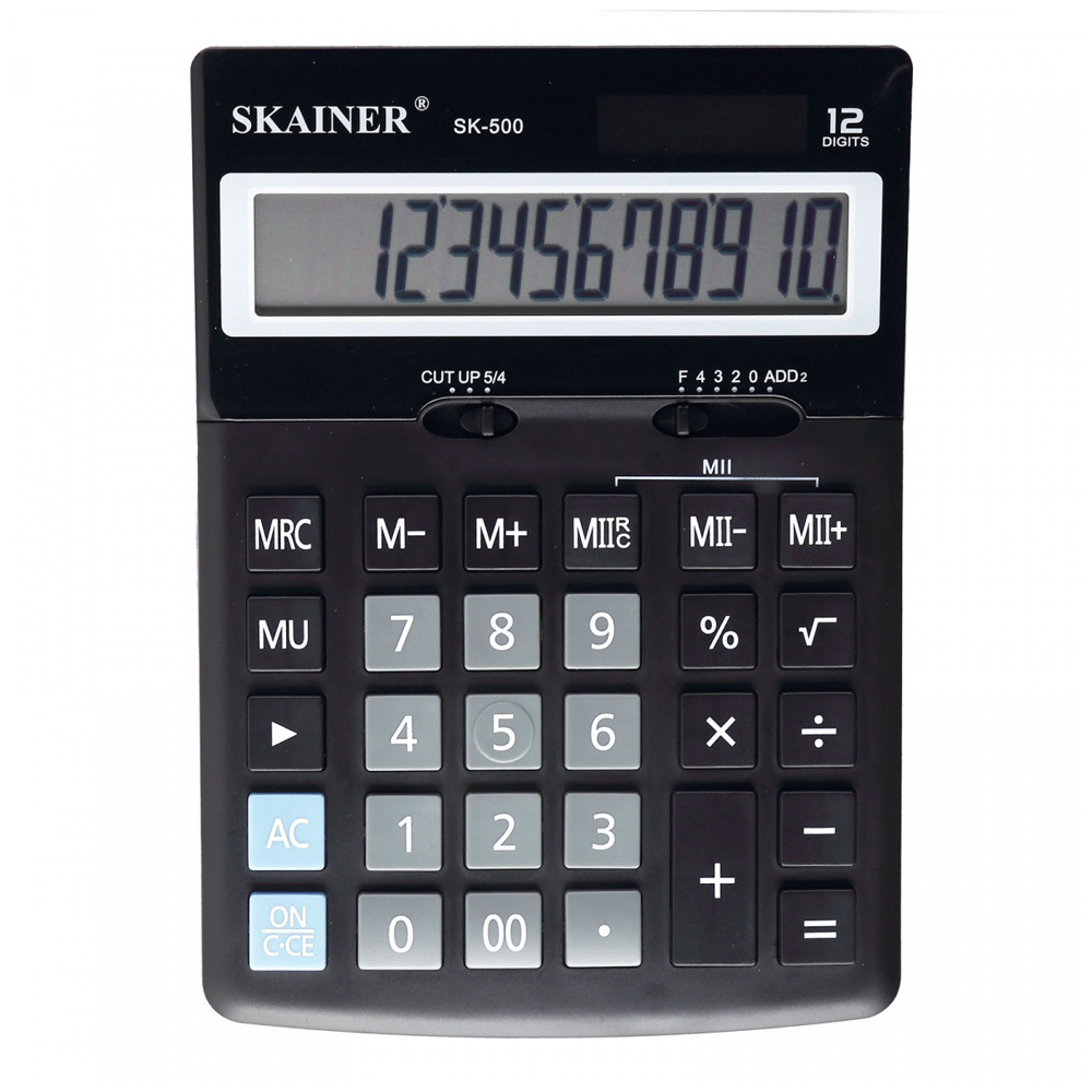 Калькулятор настольный SKAINER 12 Bit, LCD, 12.3*17.1*3.1 см, чёрный