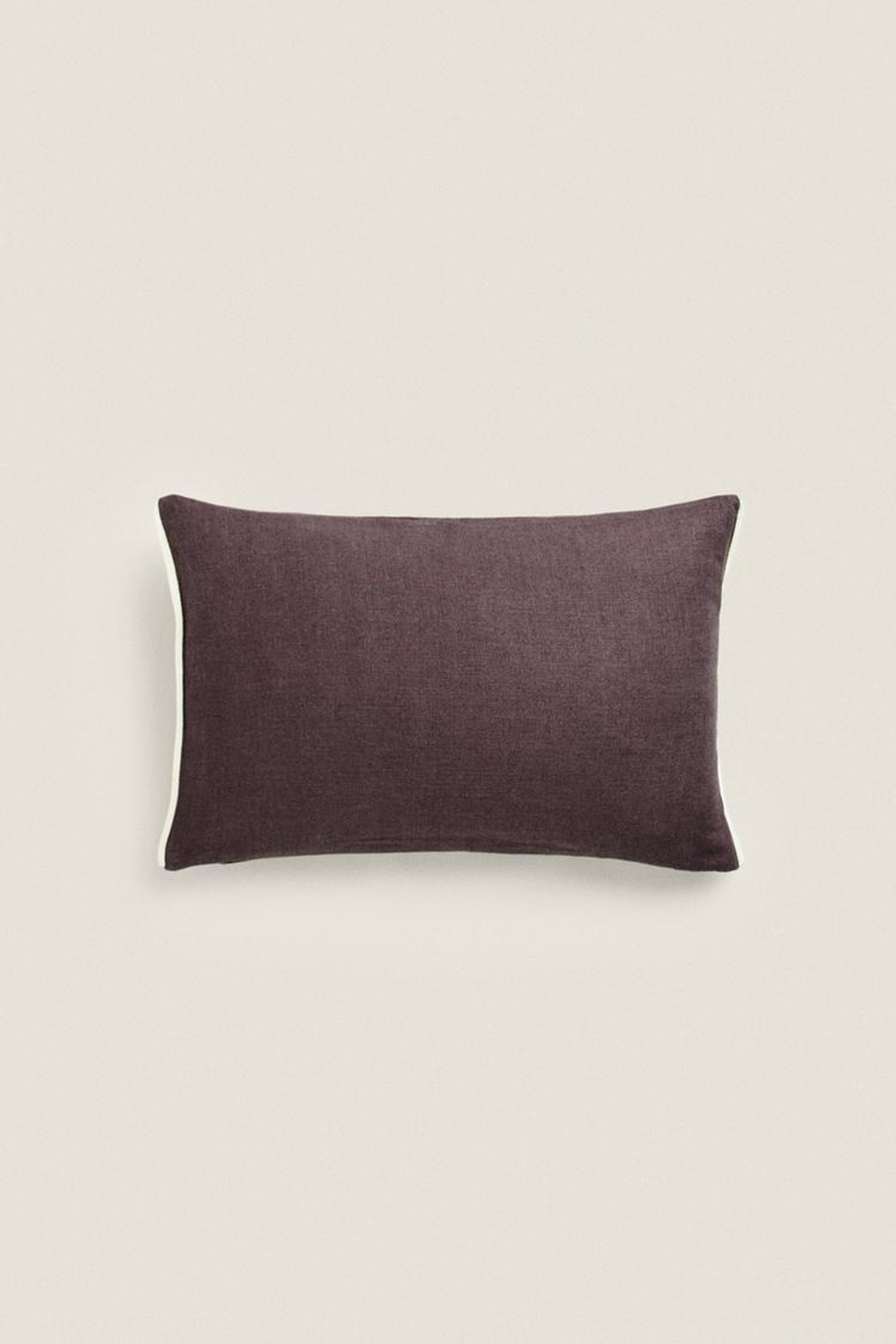 ZARA HOME ЧЕХОЛ НА ПОДУШКУ С КОНТРАСТНОЙ ОКАНТОВКОЙ, КОРИЧНЕВЫЙ