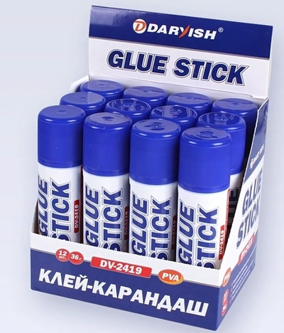 Клей-карандаш 36гр. в пластиковом корпусе с выдвигающимся стержнем (Darvish)