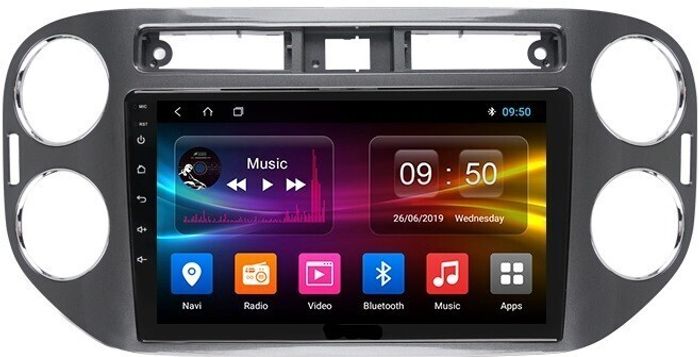Магнитола для Volkswagen Tiguan 1 2011-2017 (рамка серая) - Kuberg OL-9908-2-IJ IPS, Android 10, 4G SIM-слот