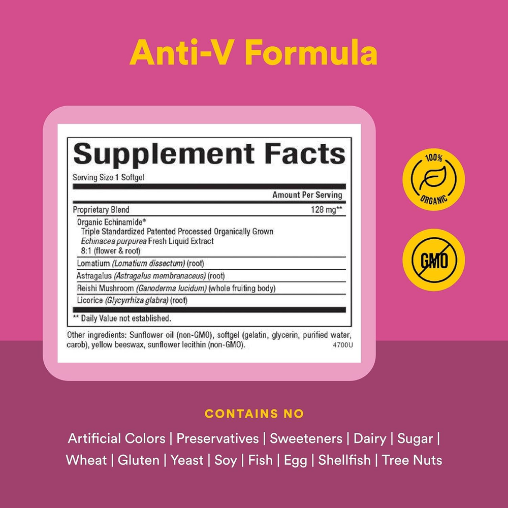 Natural Factors, Anti-V Formula, с клинически подтвержденным эхинамидом, 60 капсул