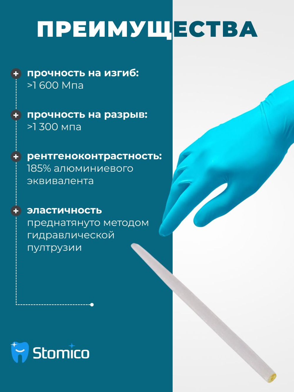 Штифты кварцевые STEA Crystal Quartz Fiber Post "HS" конические, №3, диаметр 0,9мм, без развертки