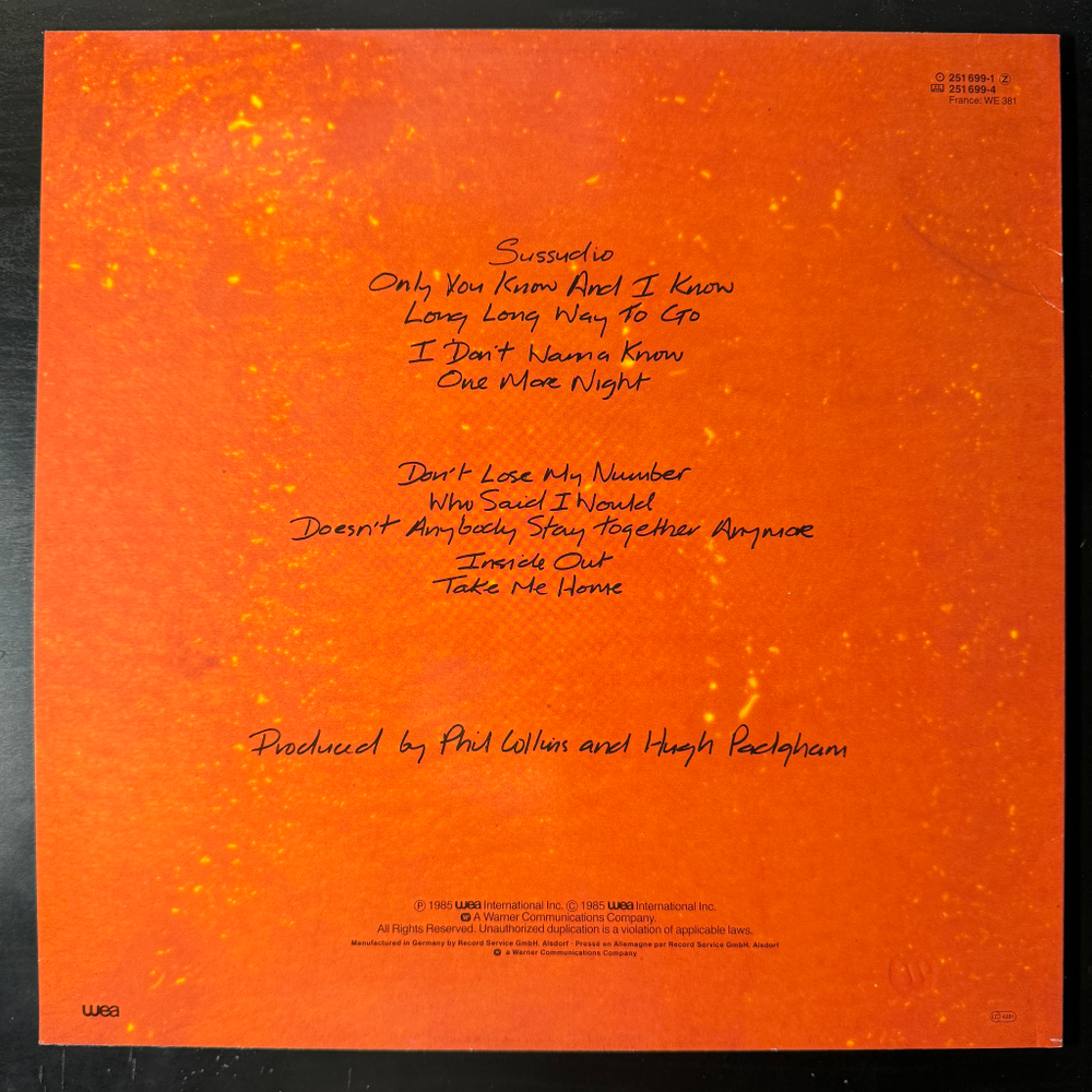 Виниловая пластинка Phil Collins ‎– No Jacket Required LP