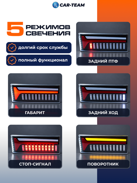 Задние фонари ВАЗ 2108, 2109, 21099, 2113, 2114 светодиодные в стиле Топорик (DH-418), не тонированные
