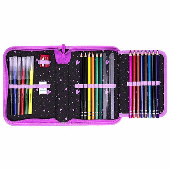 Penal \ Pencil case\ Пенал BRAUBERG с наполнением, 1 отд, 1 откид.планка, 24 предмета, 21х14 см, 271524