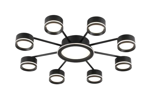Люстра потолочная Rilon 9502/8+1 BLACK, 8×15 Вт, чёрная