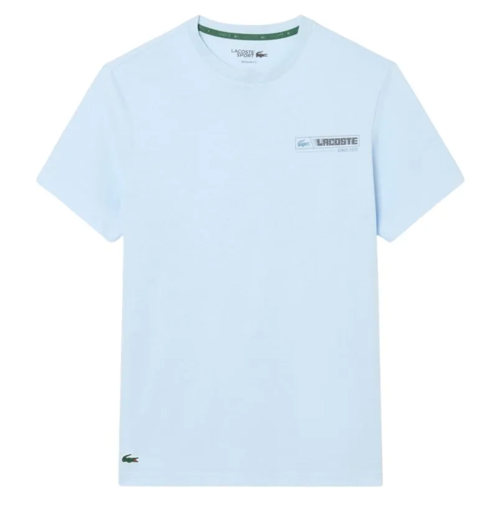 Теннисная футболка Lacoste Ultra Dry Printed Sport - light blue/blue