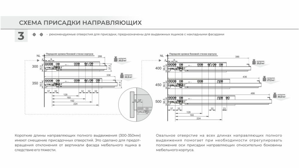 Скрытые направляющие для ящиков полного выдв. 300мм ПУШ, 2D, Бислайд DB8785Zn/300, Boyard