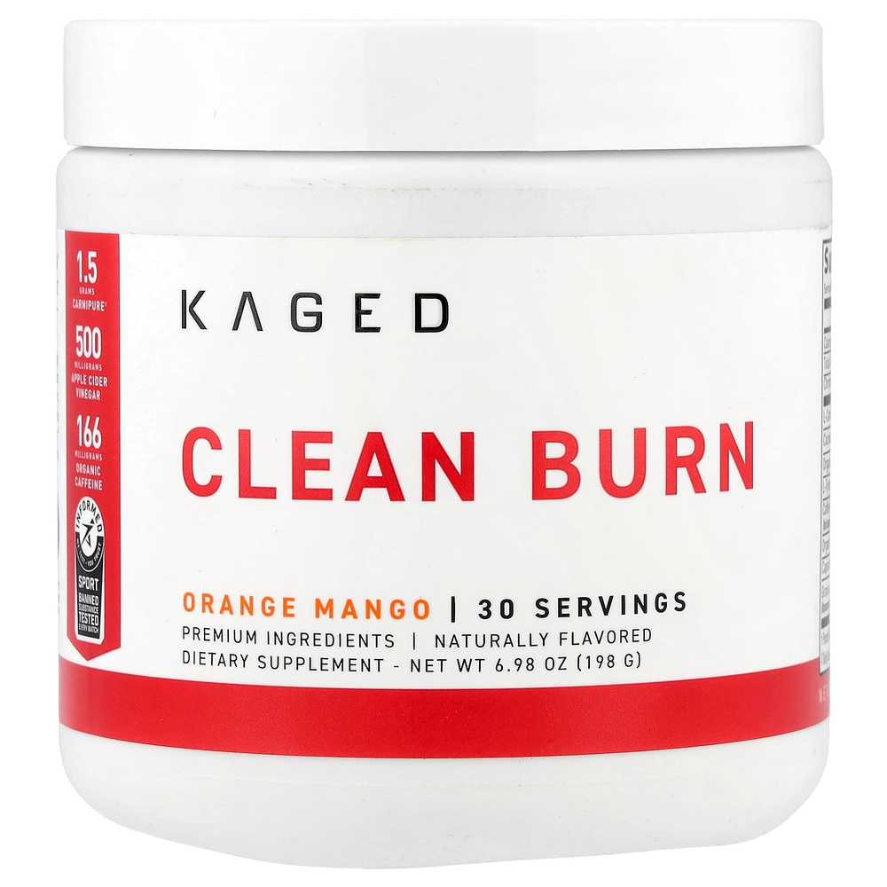 Kaged, Clean Burn, со вкусом апельсина и манго, 198 г (6,98 унции)