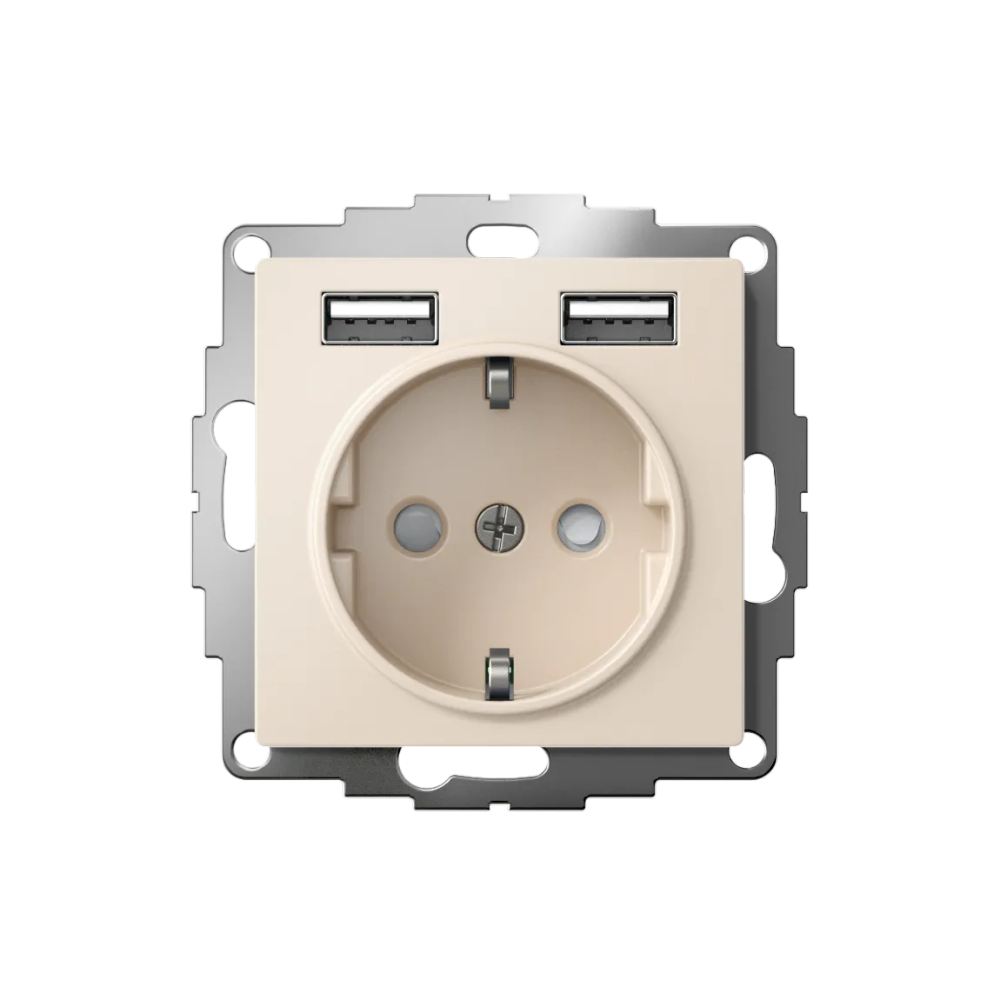 ATLASDESIGN РОЗЕТКА 16А c 2 USB A+A, 5В/2,4А, 2х5В/1,2А, механизм, БЕЖЕВЫЙ