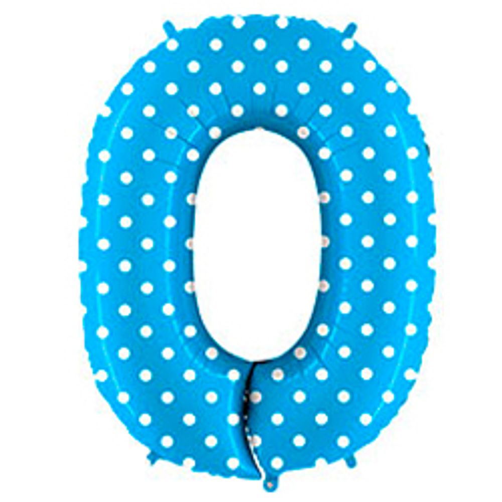 Цифра "0" горошек (голубой)