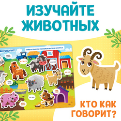 Большая книга с липучками «Изучаем животных», 130 липучек, 2+