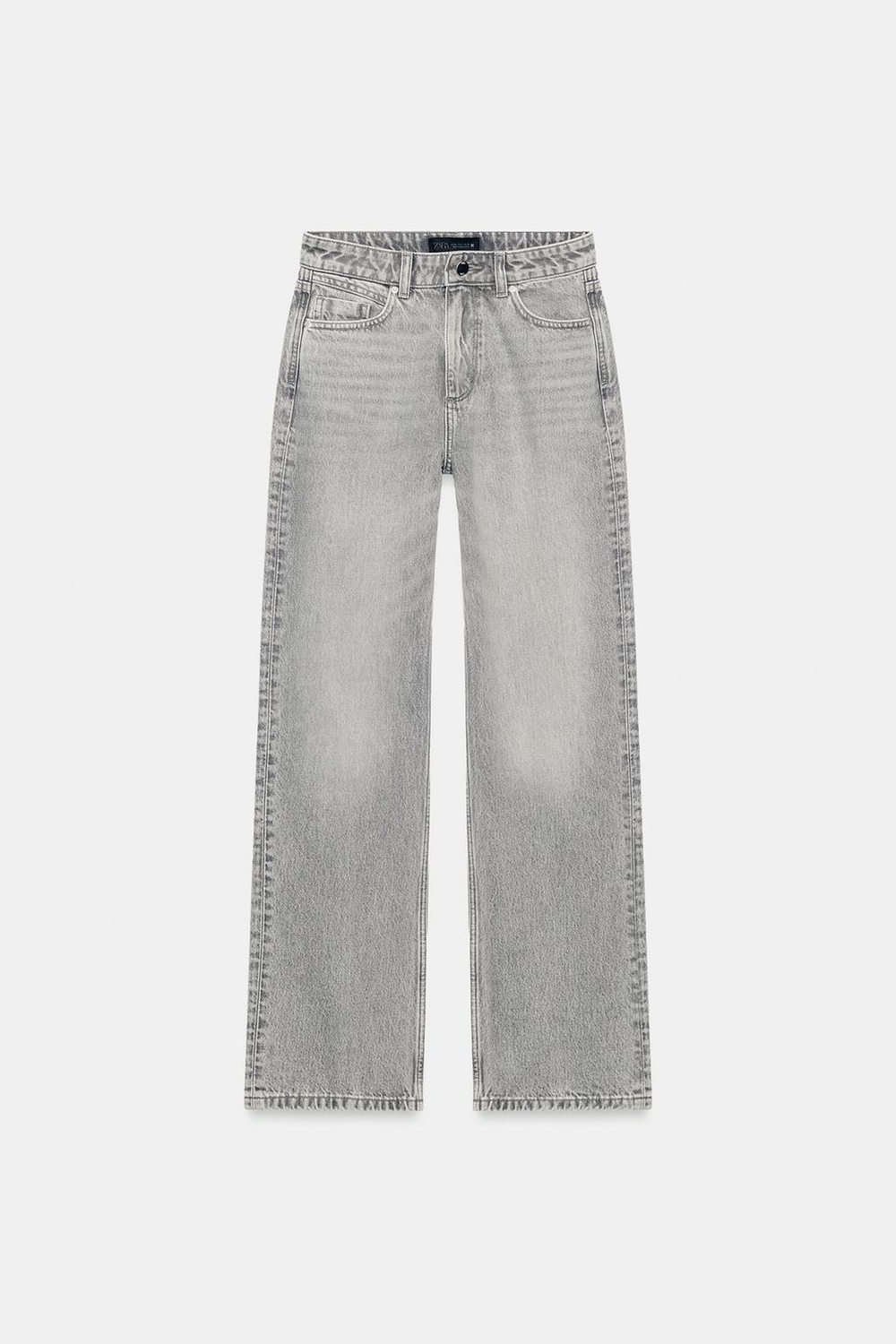 ZARA ДЖИНСЫ Z1975 REGULAR FIT LONG LENGTH С ВЫСОКОЙ ПОСАДКОЙ, СЕРЫЙ
