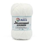 Пряжа Astra Premium (Астра Премиум) Молочный хлопок / уп.3 мот. по 50 г, 100 м, 19 белый