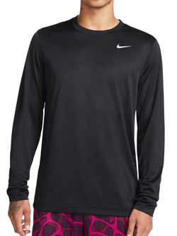 Футболка мужская теннисная теннисная Nike Dri-Fit Legend Long Sleeve фитнес Top - black/matte silver