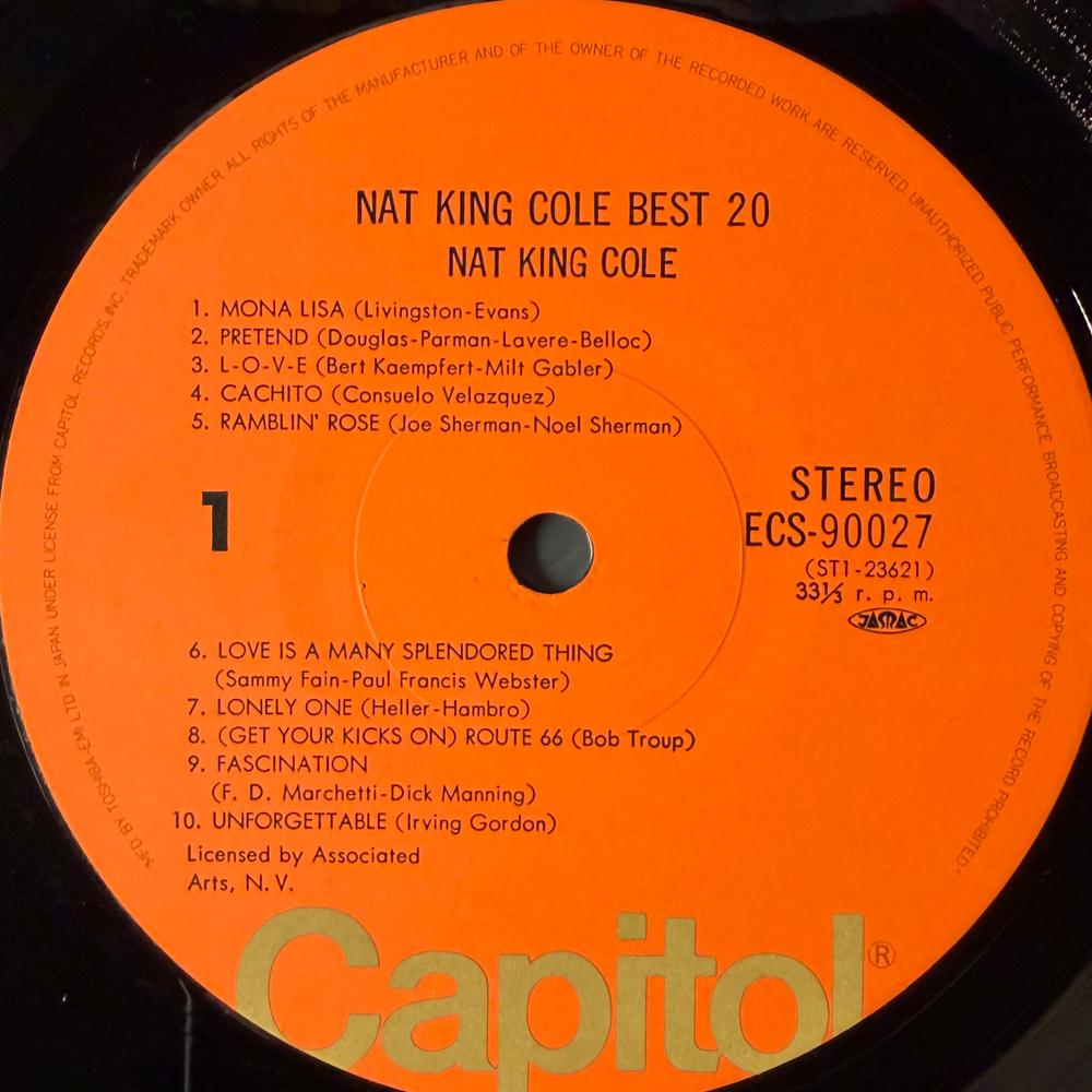 Nat King Cole ‎– Best 20 (Япония 1975г.)