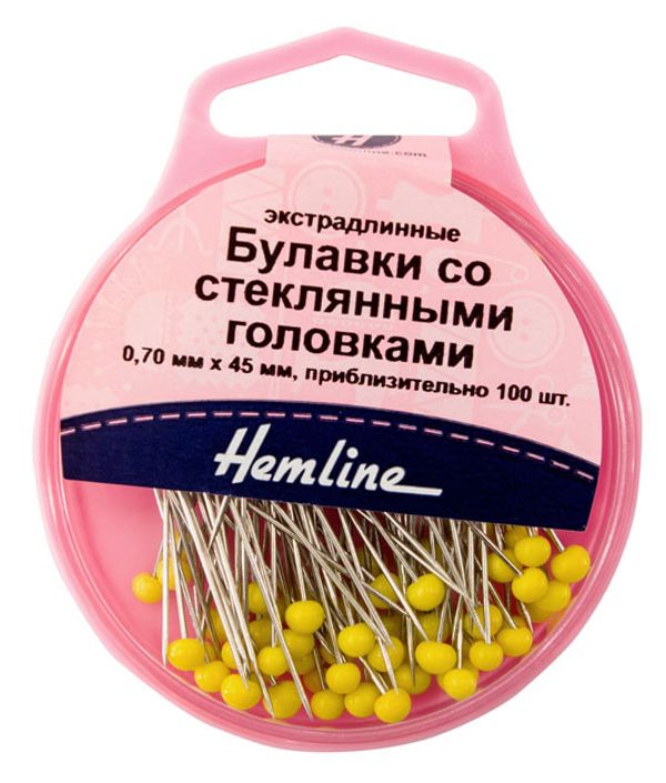 Булавки для квилтинга со стеклянными головками l=45 мм | 5 упак. по 100 шт, Hemline