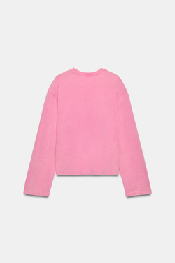 ZARA ФУТБОЛКА С ЭФФЕКТОМ ПОТЕРТОСТИ И НАДПИСЬЮ, РОЗОВЫЙ