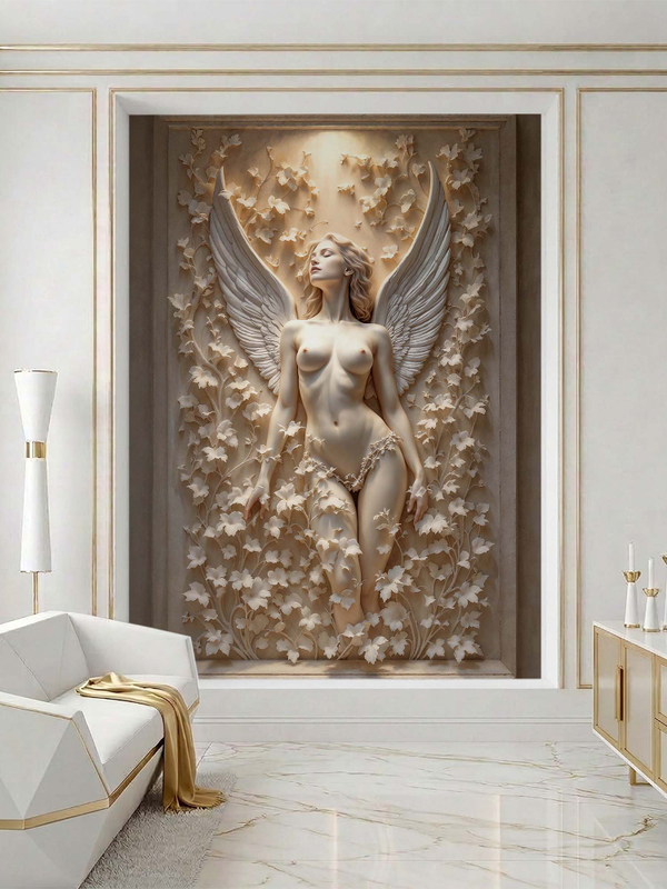 3D фотообои барельеф девушка и растения