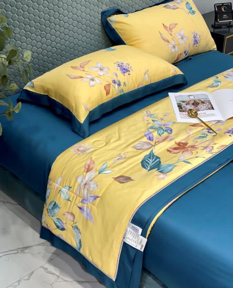 ZEPHYR HOME КПБ Евро Тенсель желтый цветы