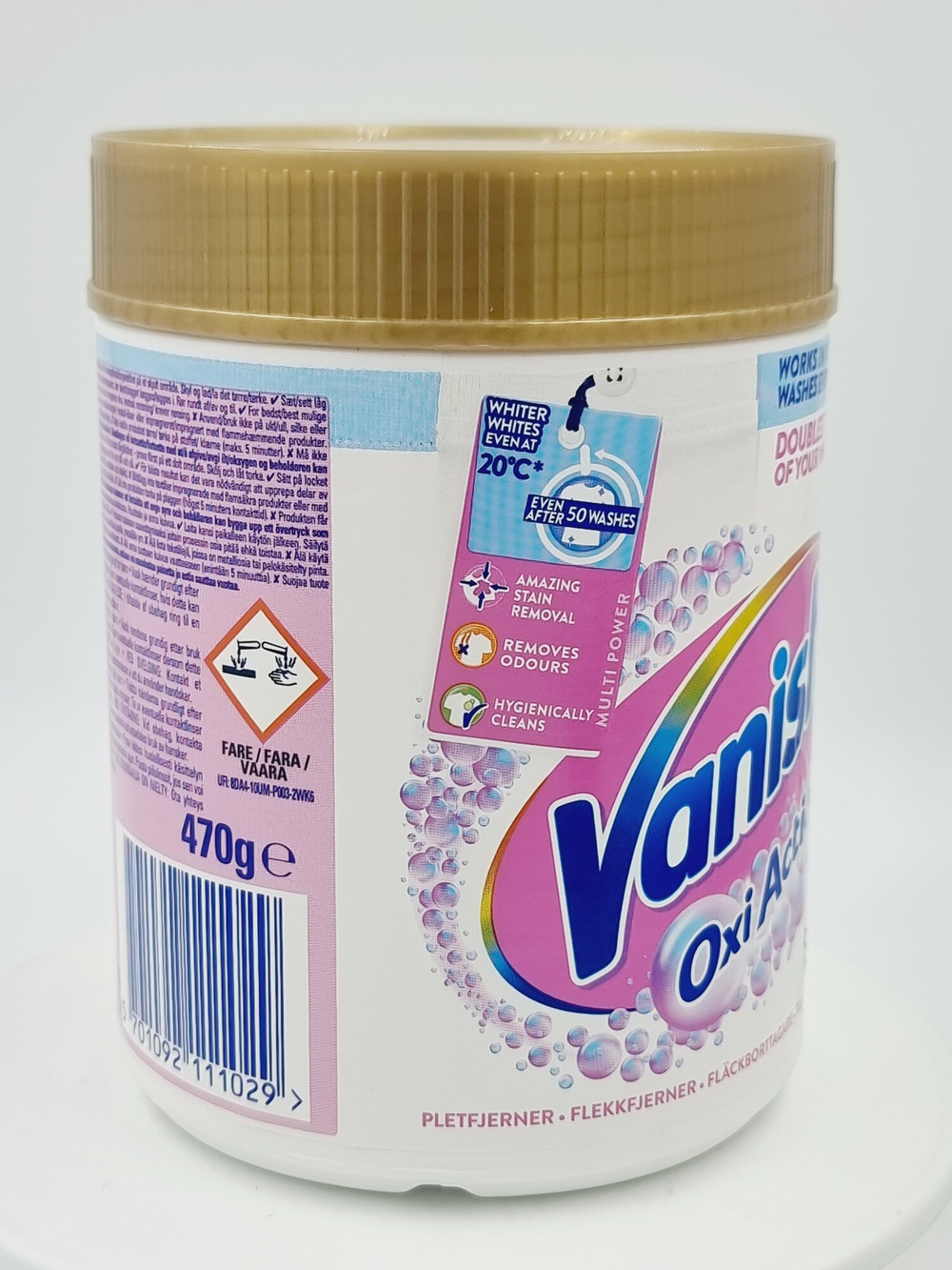 VANISH Oxi Action Пятновыводитель для белого и цветного белья 470 г (Дания)