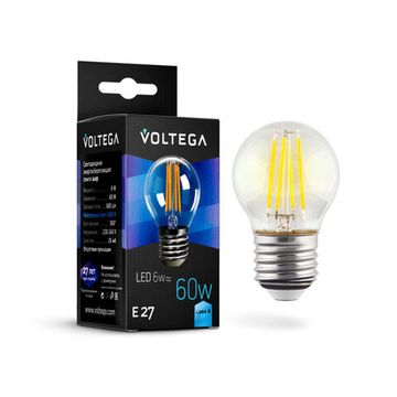 Светодиодная лампа Шар Crystal Globe 6W 4000K E27 (7024) VG10-G1E27cold6W-F Voltega