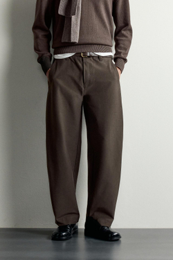 ZARA БРЮКИ BALLOON FIT, КОРИЧНЕВЫЙ