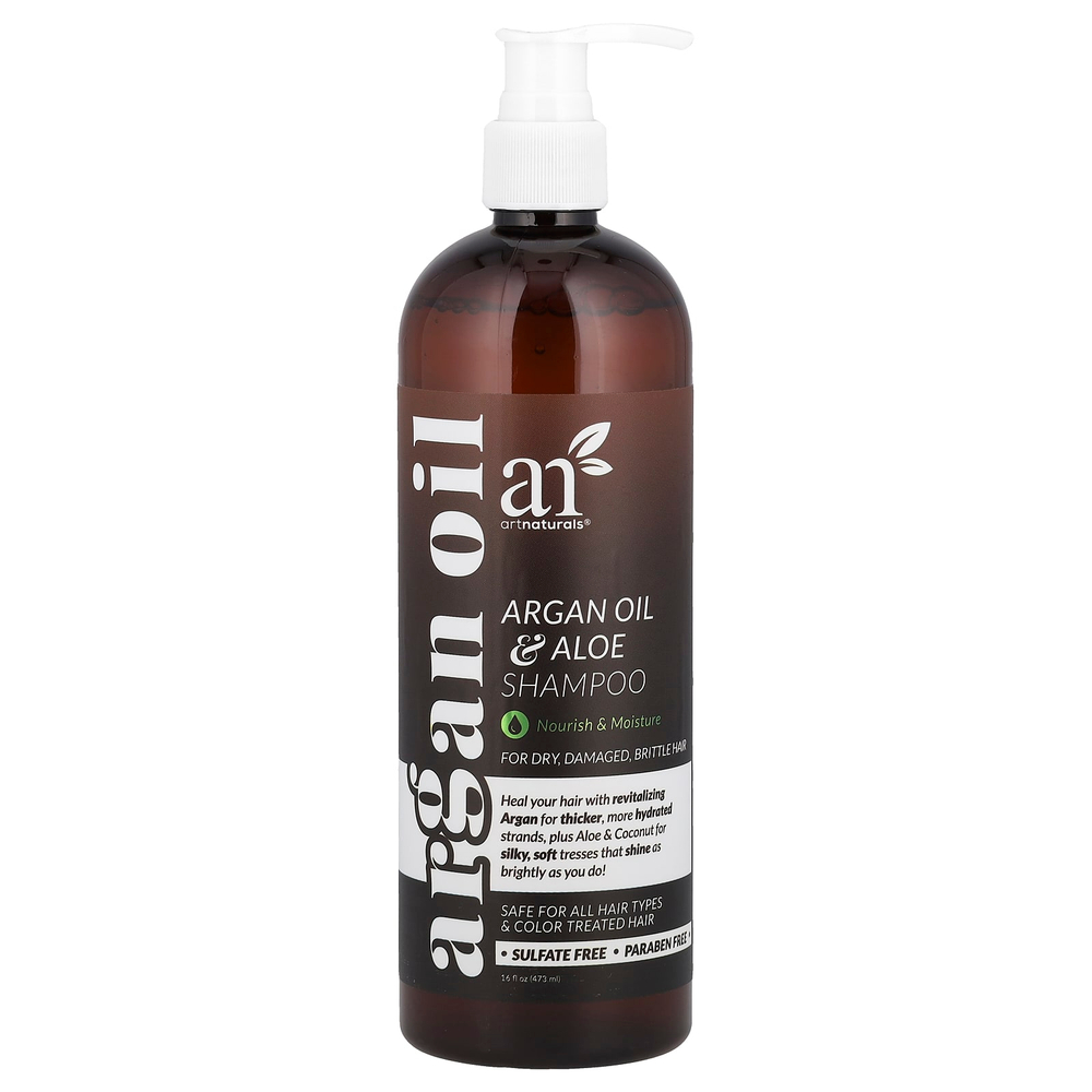artnaturals, шампунь с аргановым маслом и алоэ, для сухих, поврежденных, ломких волос, 473 мл (16 жидк. унций)