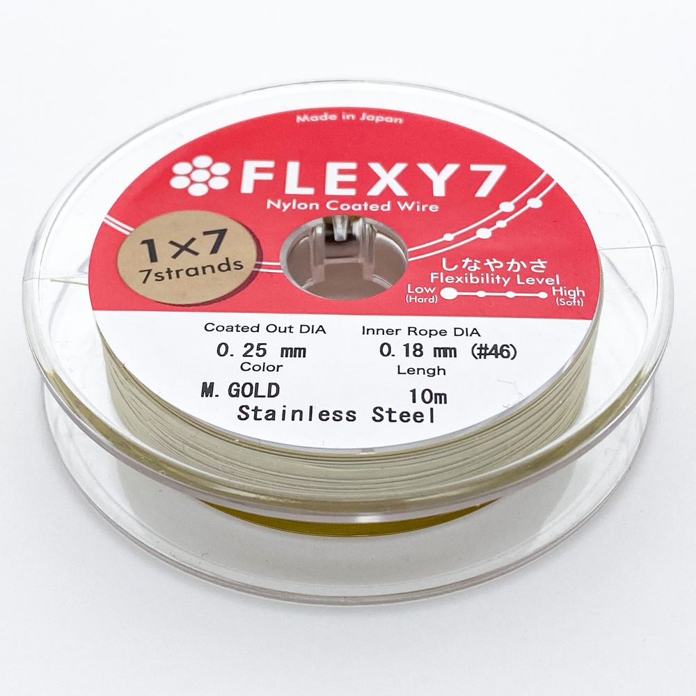 Ювелирный тросик Flexy 7, цвет золото, толщина 0,25 мм, цена за 1 метр