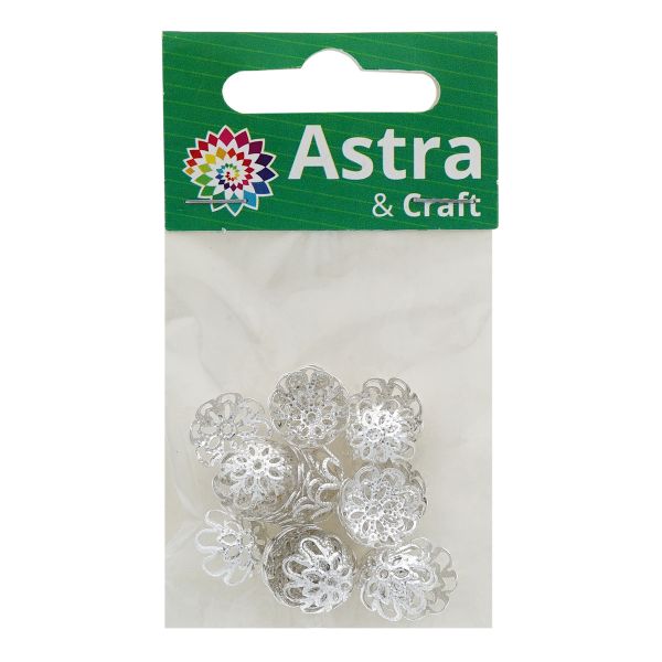 Шапочка для бусин 4AR205, 12мм 30 шт/упак, Astra&Craft (Серебро)
