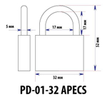 Замок навесной Апекс PD-01-32 (MBC-123)  Арт.12759