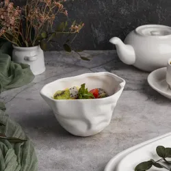 Салатник 450 мл 13*11 см h8 см овальный Crumpled Style белый фарфор P.L. Proff Cuisine [4]