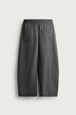 ZARA БРЮКИ BALLOON FIT С БОКОВЫМИ ЗАЩИПАМИ, ПОЛОСКИ