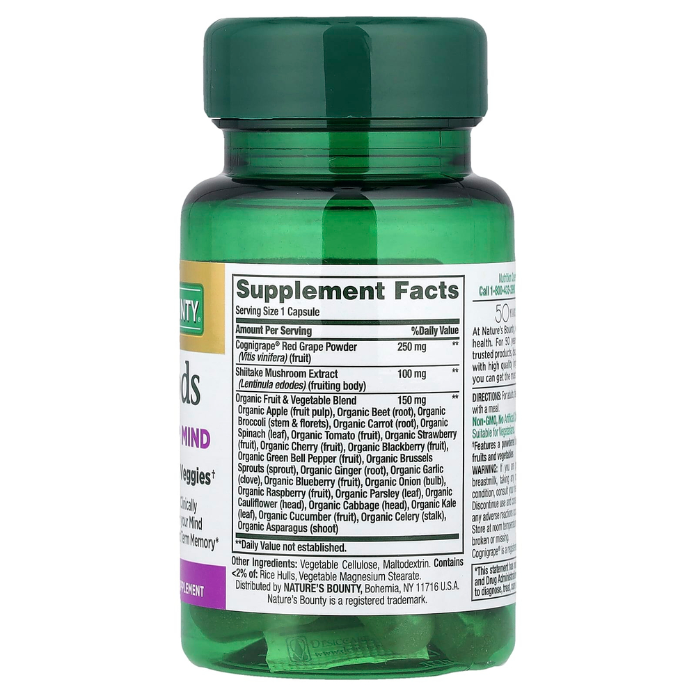 Nature's Bounty, Superfoods Plus Sharp Mind, суперфуды, 30 капсул