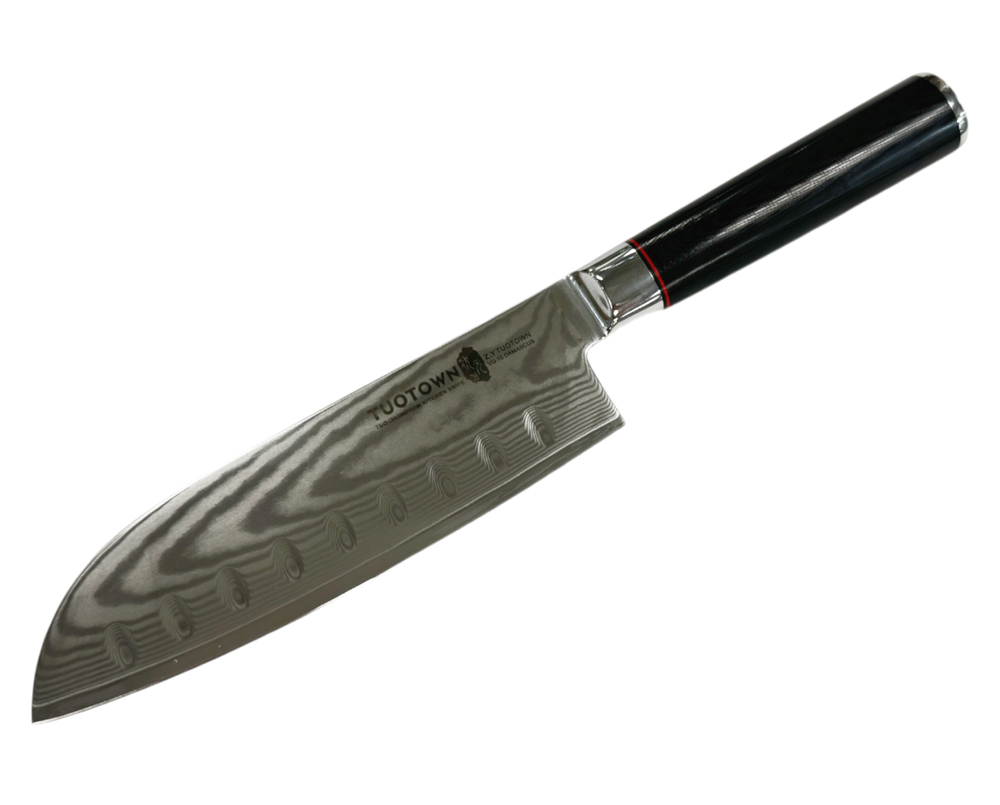 Кухонный нож Сантоку TuoTown FT-series 18см,VG10, DAMASCUS, G10, арт.217008