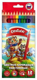 Карандаши 12цв. шестигранные, корп. пластик карт. уп. (Creativiki)