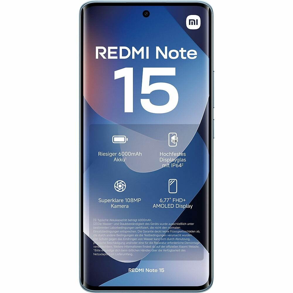 Смартфон Xiaomi Redmi Note 15 4G 8/256Gb, Ростест(ЕАС), 6.77", AMOLED, NFC, Glacier Blue (Голубой)
