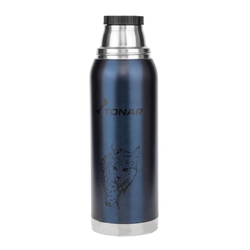 Термос TONAR (HS.TM-055-BL) 1200ML Рысь синий (2 крышки-кружки)