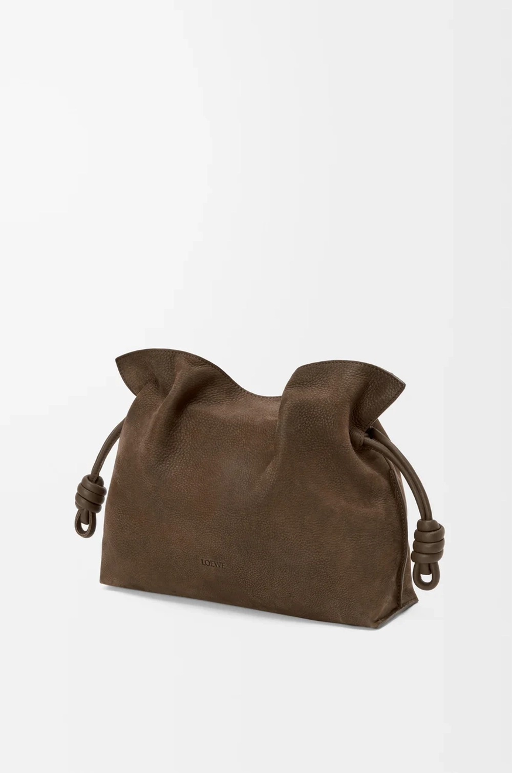 Loewe Средняя сумка-клатч Flamenco из зернистой нубуковой кожи, коричневый
