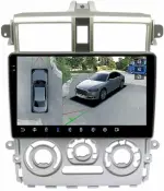 Магнитола для Mitsubishi Colt 6 2002-2012, Colt Plus (правый руль, рамка серебро) - FarCar BX9-360-9626F2S монитор 9.5" 2K QLED на Android 13, Быстрая, CarPlay, 4G SIM-слот, 4 камеры в комплекте