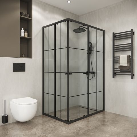 Душевое ограждение Niagara Eco (120х80х190)черный ,раздвижное, стекло клетка