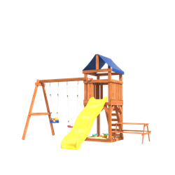 Детская площадка Fun Land с качелями 3в1, горкой и столиком со скамейками