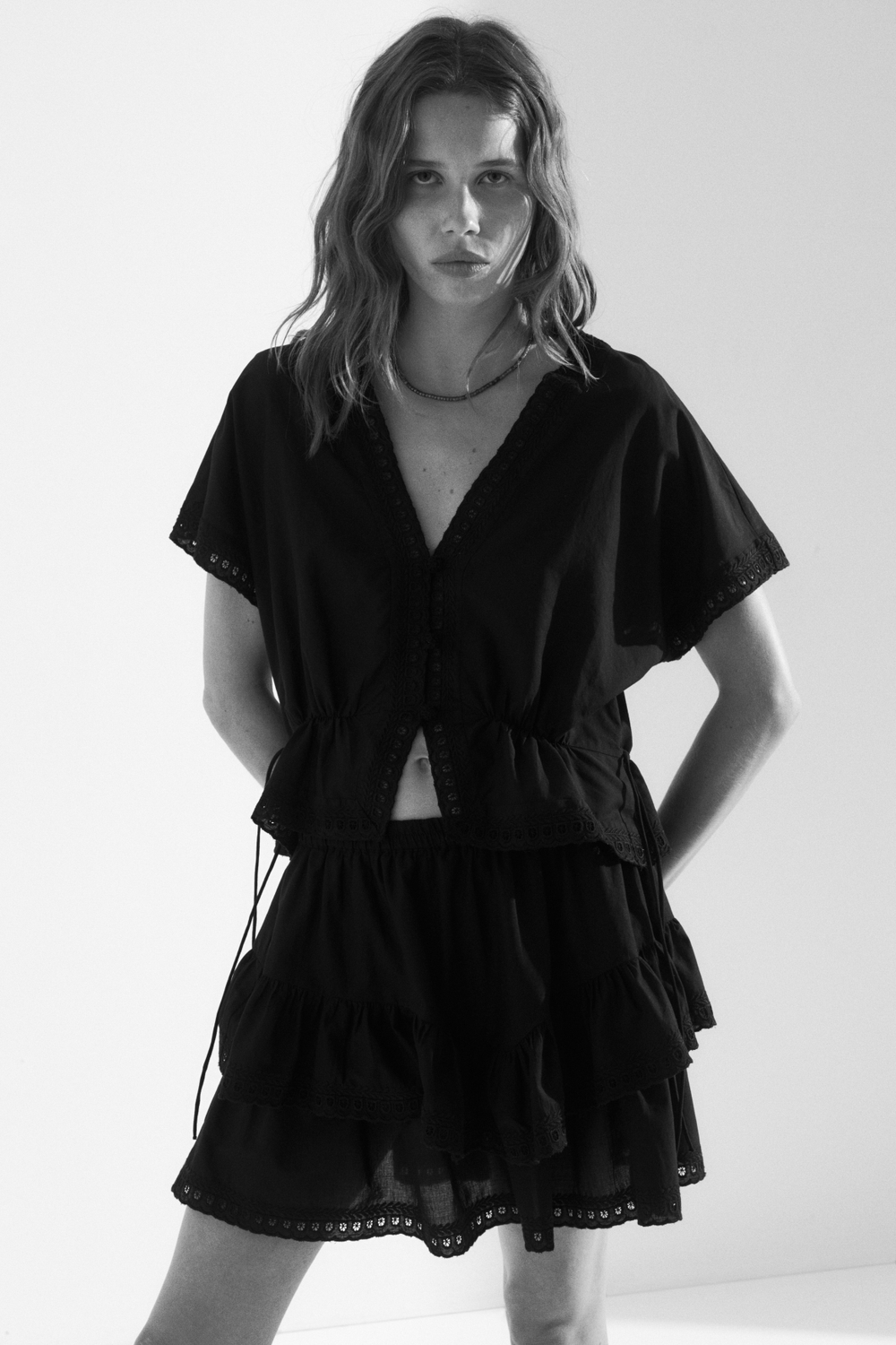 Ярусная юбка с вышивкой - H&M
