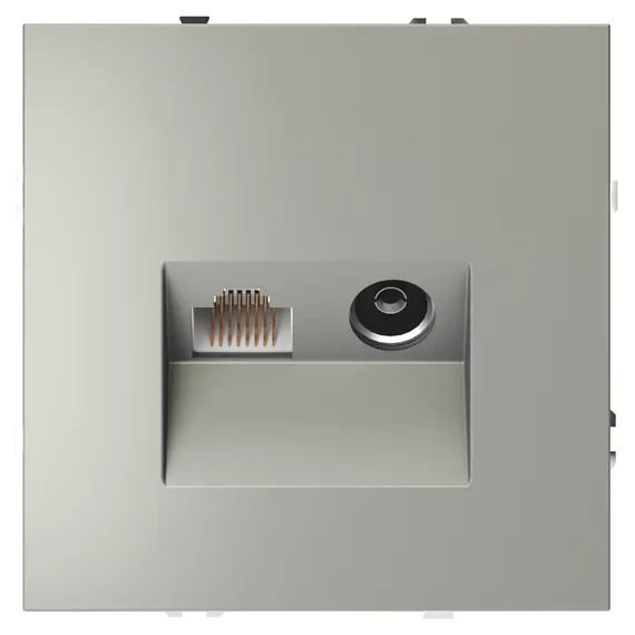 Розетка телевизионная TV+RJ45 Cat 6 Voltum S70 Сталь VLS060705
