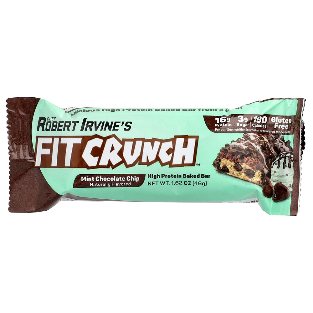 FITCRUNCH, Запеченный батончик с высоким содержанием протеина, мятная шоколадная крошка, 9 батончиков, 46 г (1,62 унции)