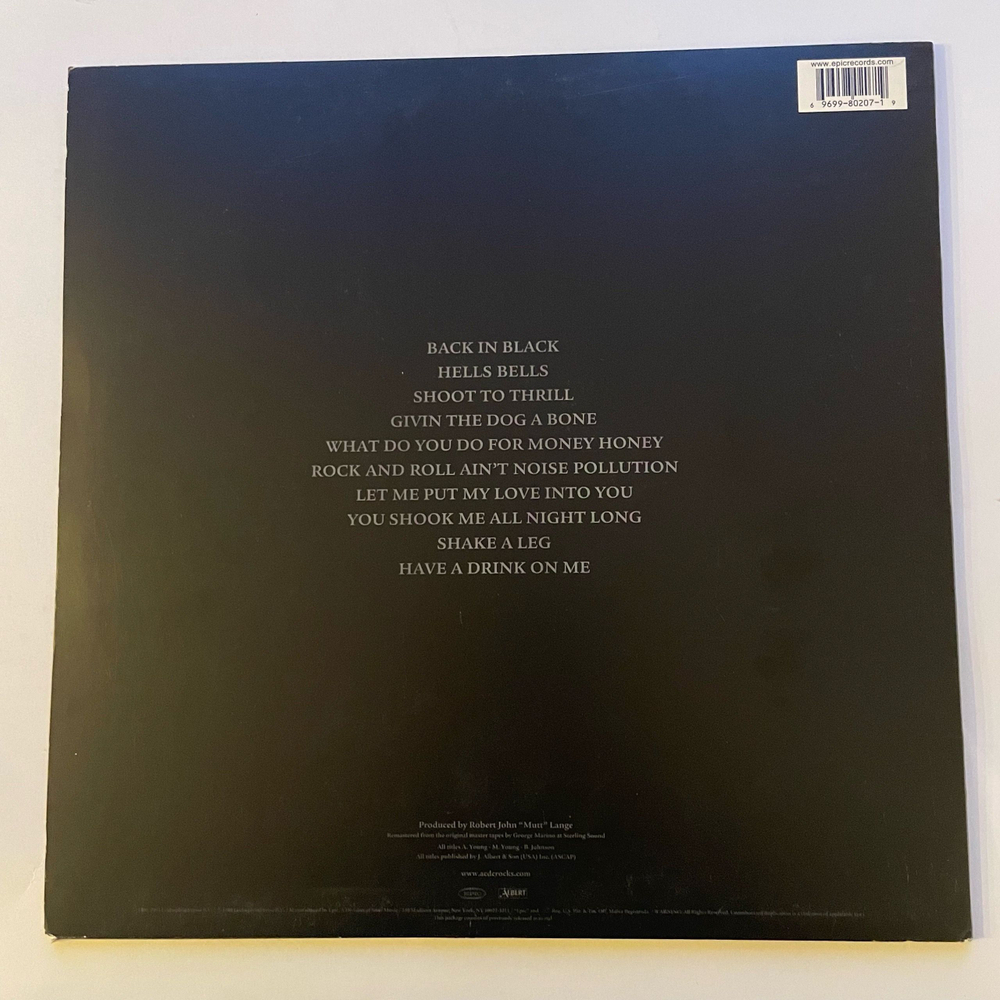 Винтажная виниловая пластинка LP AC DC Back In Black (США 2003)