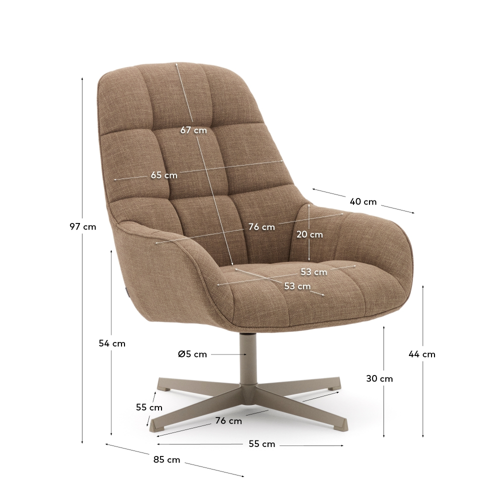 Jaspe Вращающееся кресло светло-коричневого цвета с серой отделкой металла